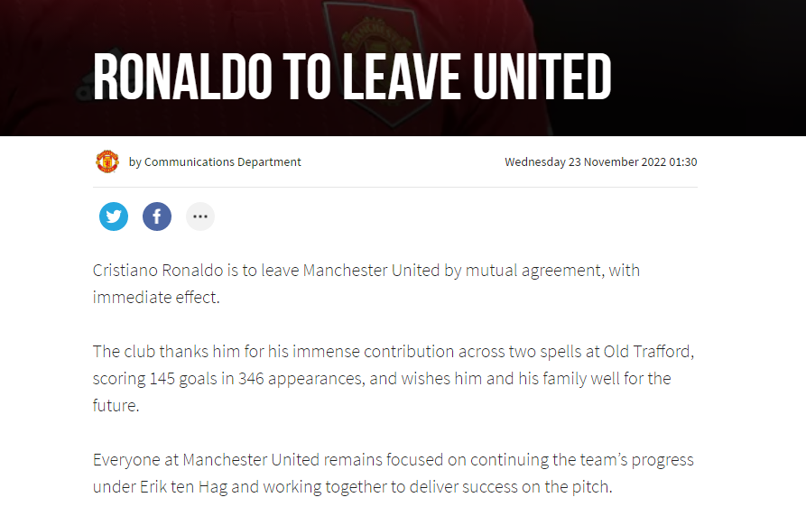 图片来源：曼联俱乐部网站