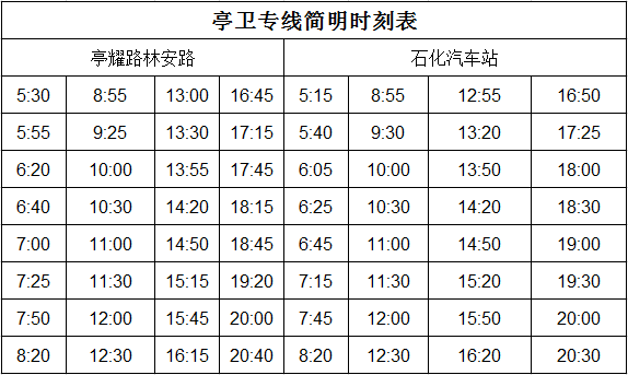 亭卫专线调整示意图