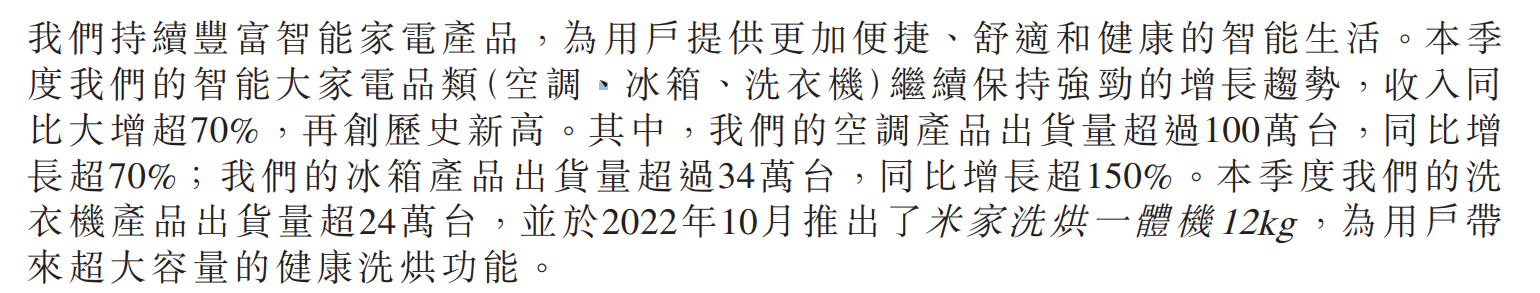 小米集团2022年三季报截图