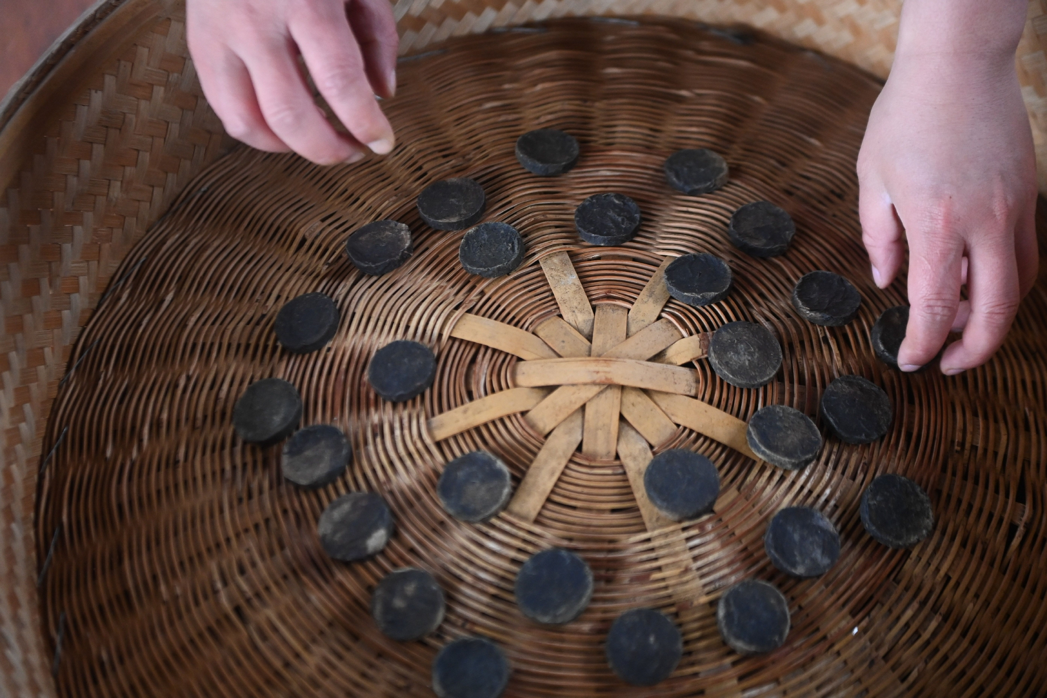 11月30日拍摄的紫笋茶饼.新华社记者 徐昱 摄