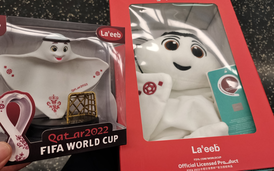 ▲卡塔尔世界杯吉祥物拉伊卜的周边产品。资料图。图/IC photo