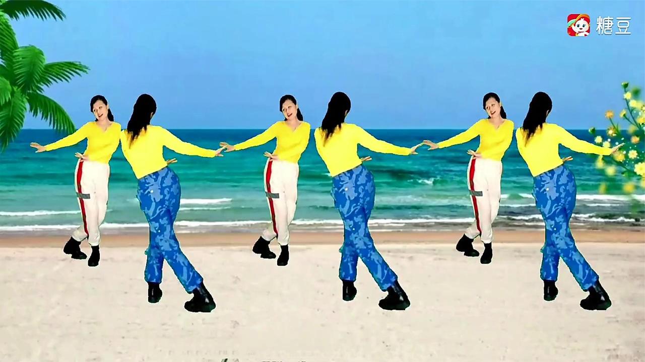 糖豆广场舞三月桃花开柔美双人舞形体风简单优美