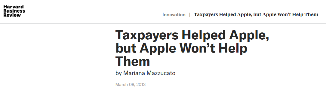 “納稅人（民眾）幫了蘋果，蘋果卻沒有幫他們” 《哈佛商業評論》截圖