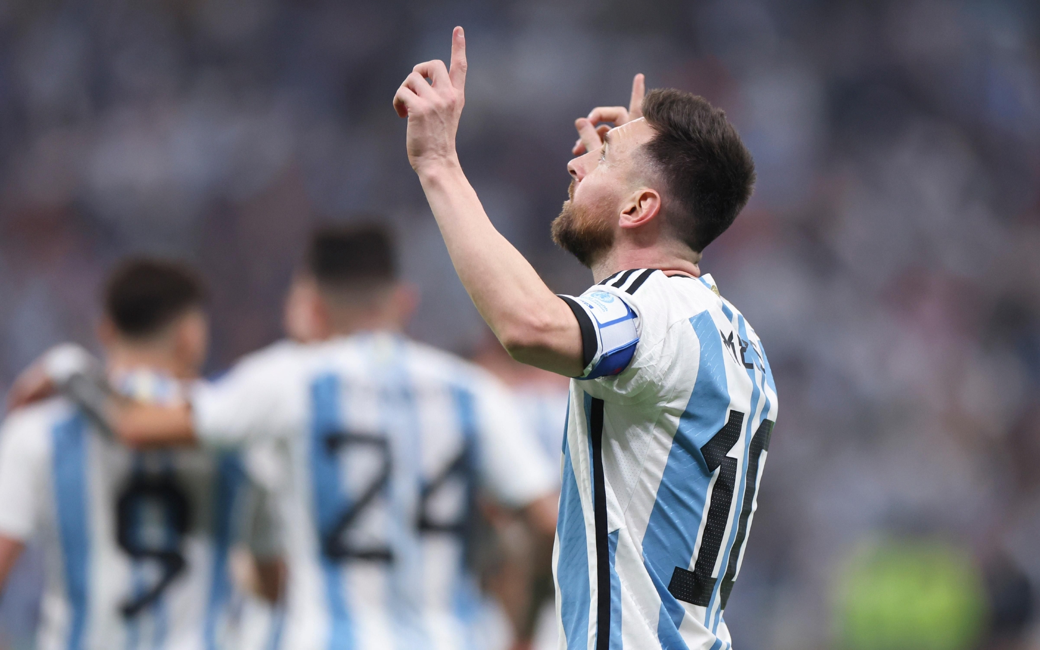 梅西打进点球后庆祝.&nbsp; 图/新华社