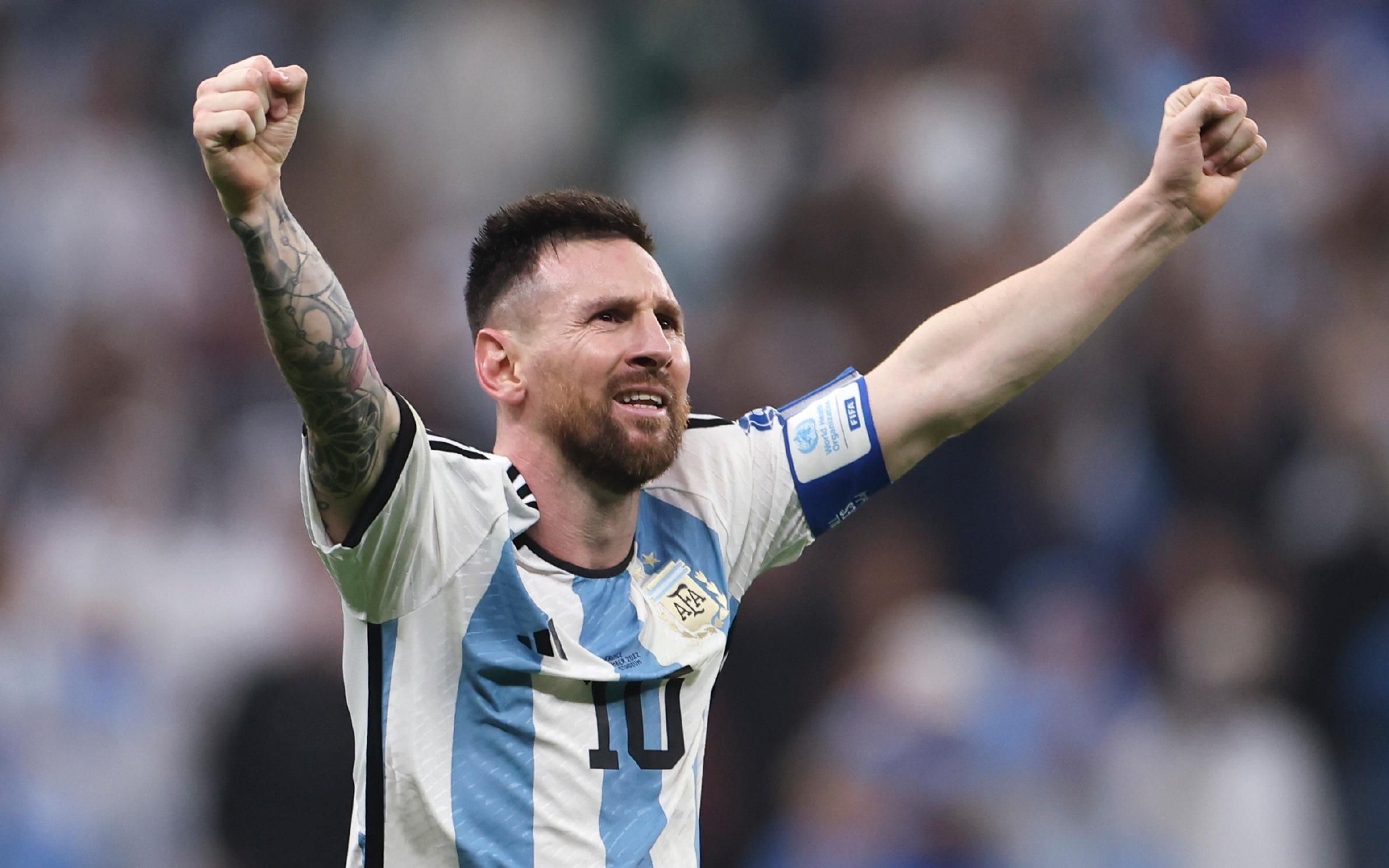 梅西在加时赛进球后庆祝.&nbsp; 图/新华社