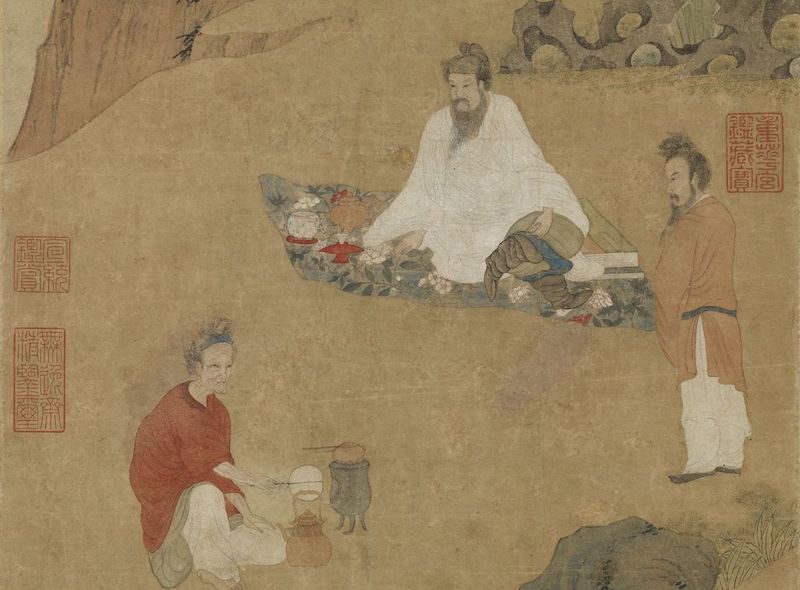 宋 钱选(款) 画卢仝烹茶图 轴(局部) 台北故宫博物院藏