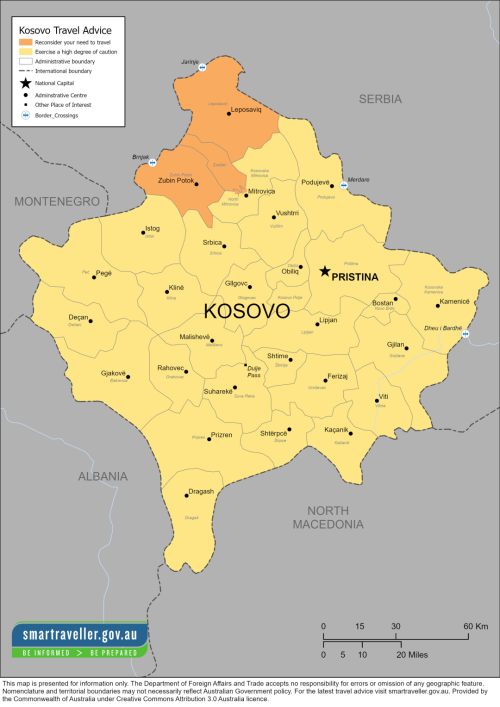 ●科索沃及其北部三区示意图 / Gov.au