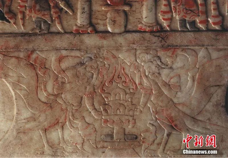 虞弘墓石堂上的祆教祭祀图.受访者 供图