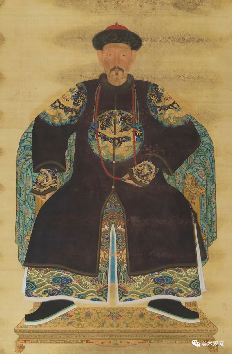 图2 [清] 佚名《多罗顺承忠郡王诺罗布像》,纸本设色,167×106厘米