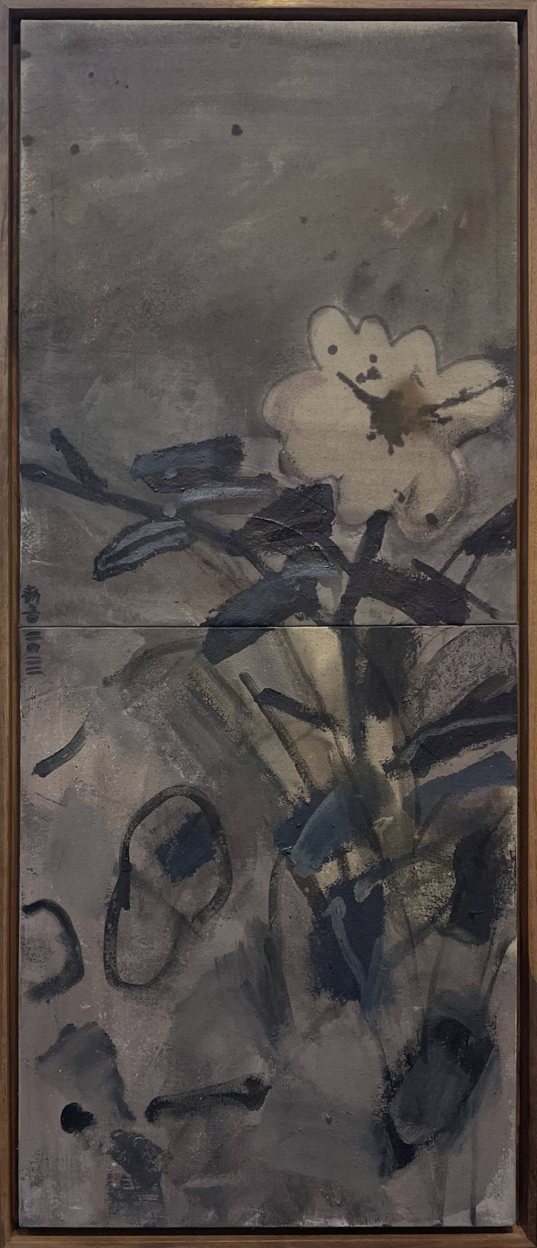 王劼音,《冮南花》,布上丙烯,120x50cm