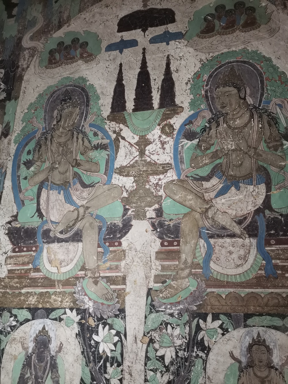 榆林窟西夏第4窟文殊弥勒对坐像