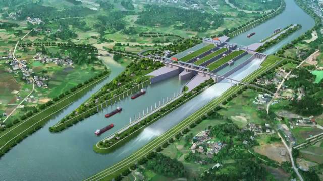 平陆运河企石枢纽位于灵山县陆屋镇企石村