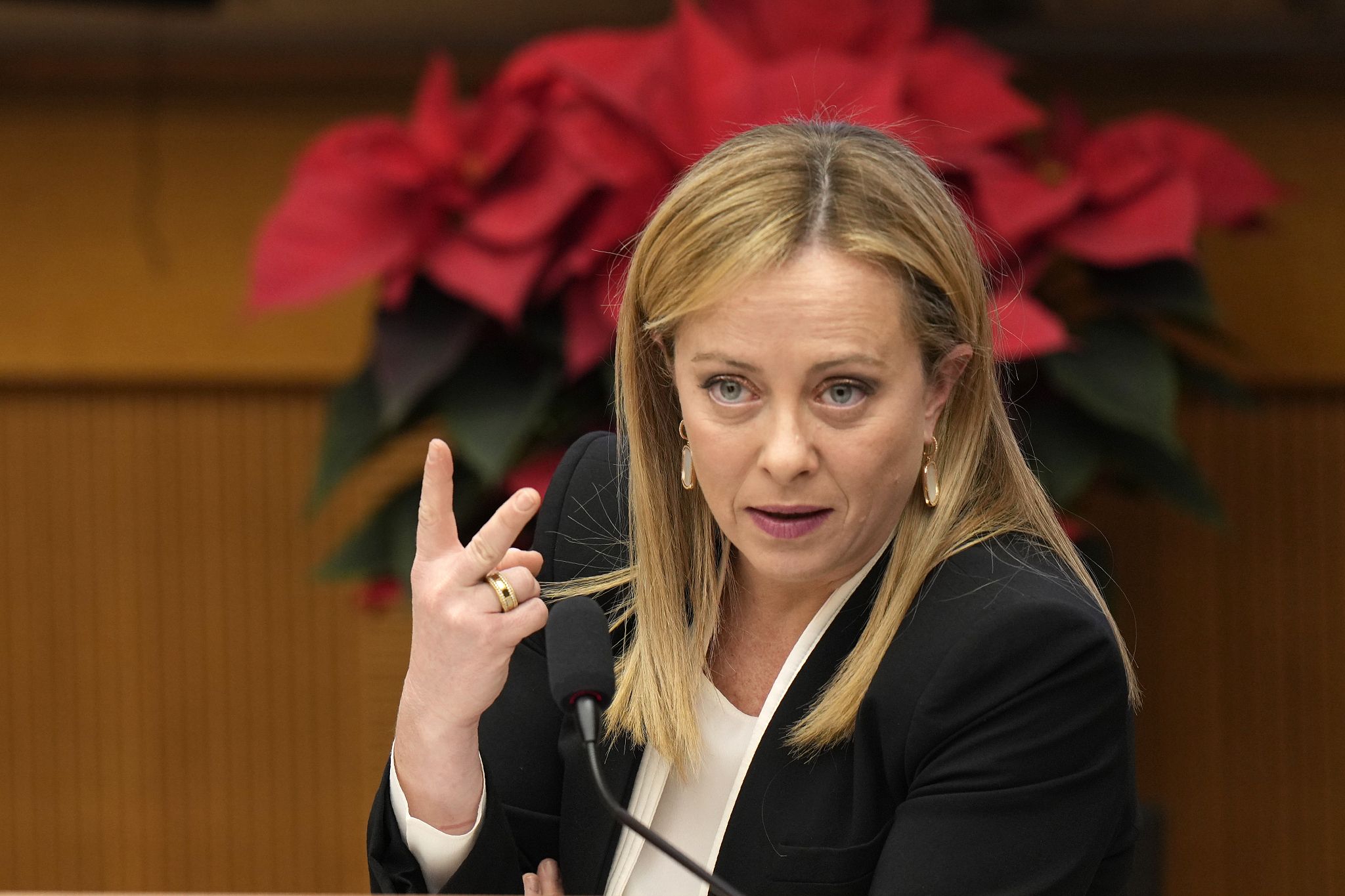 当地时间2022年12月29日,意大利罗马,意大利总理梅洛尼主持召开年底