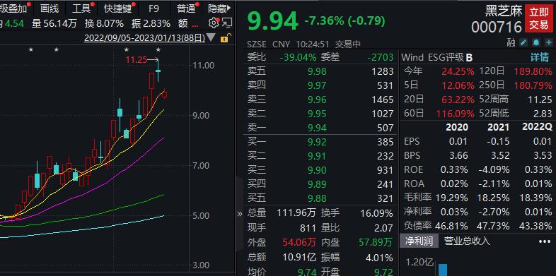 净利润同比下降，黑芝麻收深交所关注函，股价一度跌停