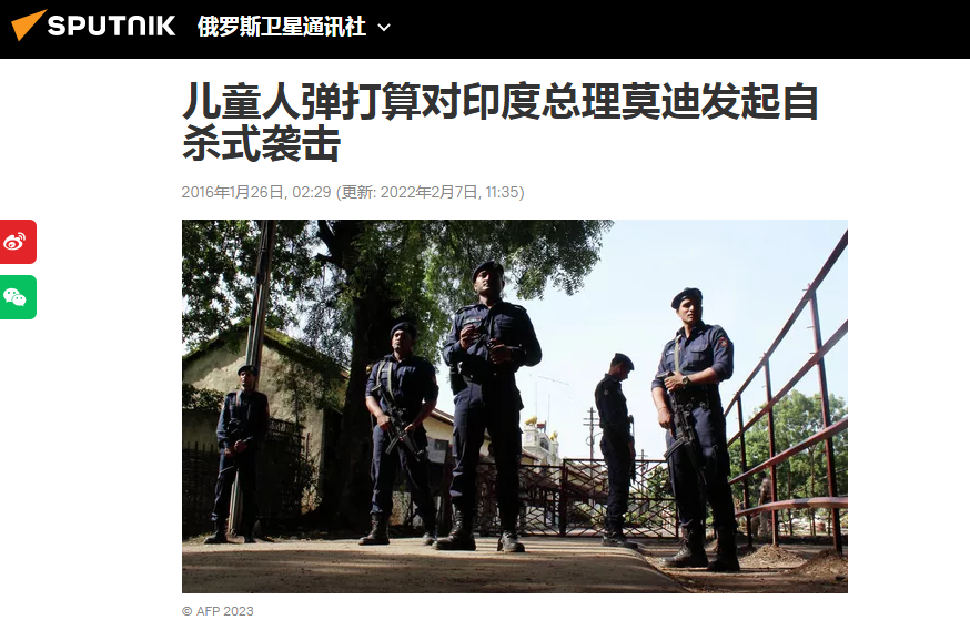 俄罗斯卫星网报道截图