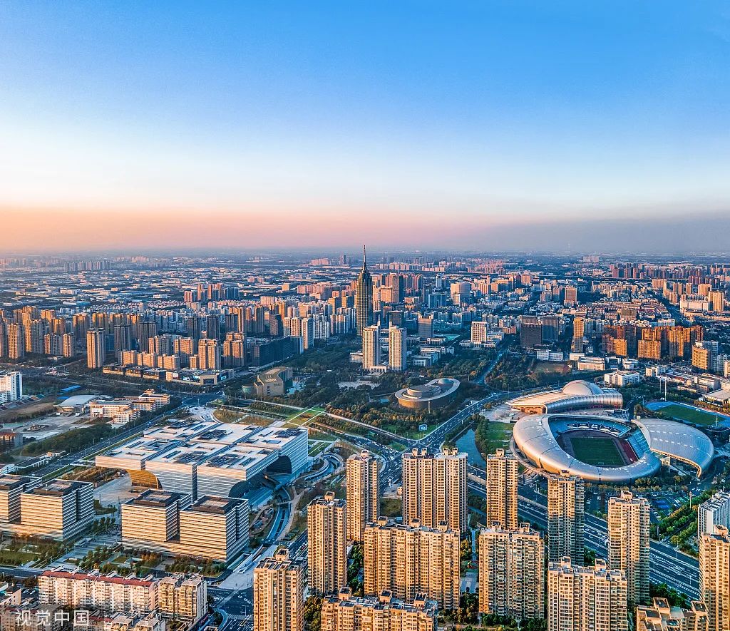 航拍蓝天下的江苏常州.视觉中国&nbsp;资料图