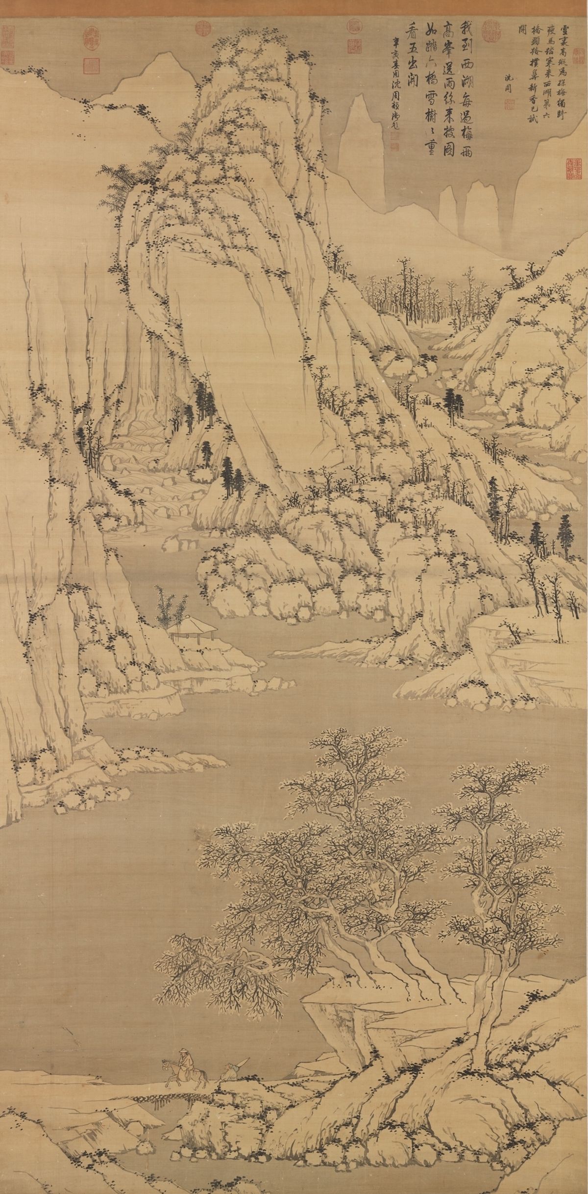明 沈周 画雪景 轴 台北故宫博物院藏