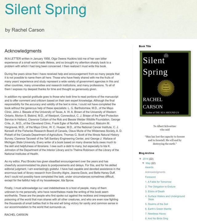 《寂靜的春天》英文版截圖。