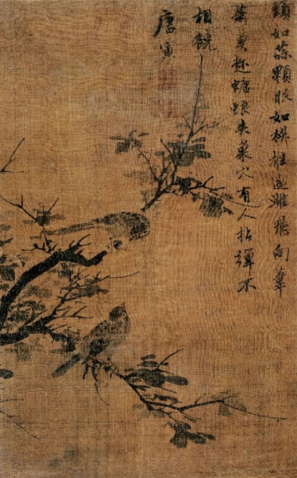 唐寅《椿树双雀图》 明