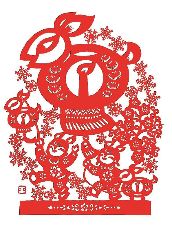 喜兔临门(剪纸)|孙平_新浪财经_新浪网