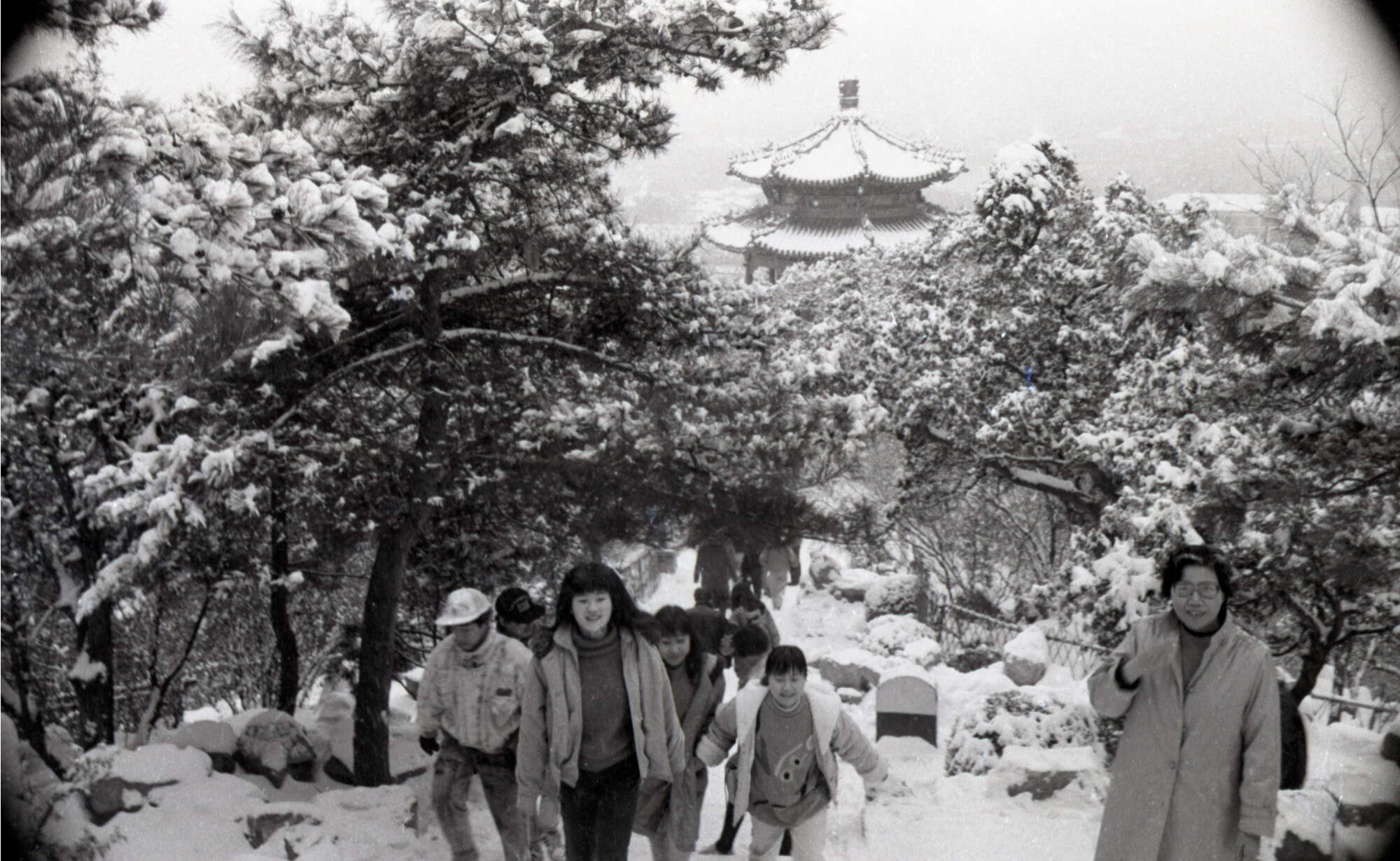 1990年，一场冬雪不期而至，京城银装素裹。大批游人来到景山公园，登高赏雪，祈愿瑞雪兆丰年