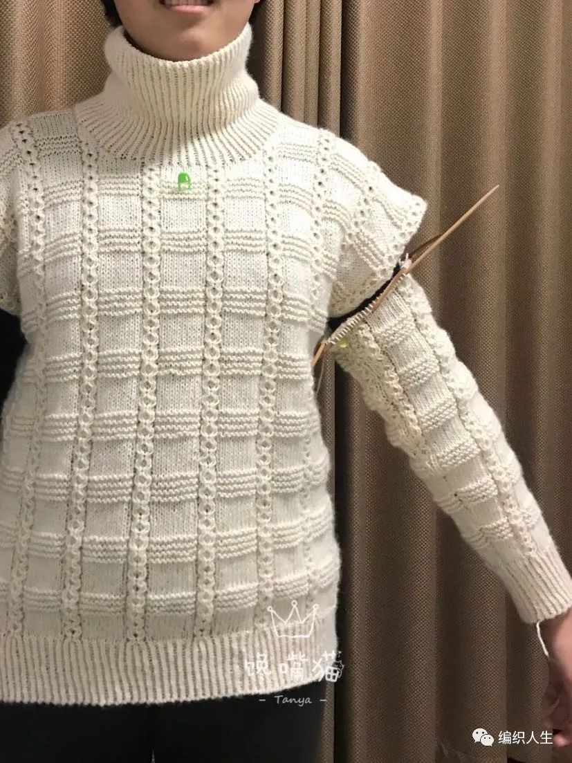整体效果很满意,落肩款米白格毛衣(有编织图解)|毛衣_新浪新闻
