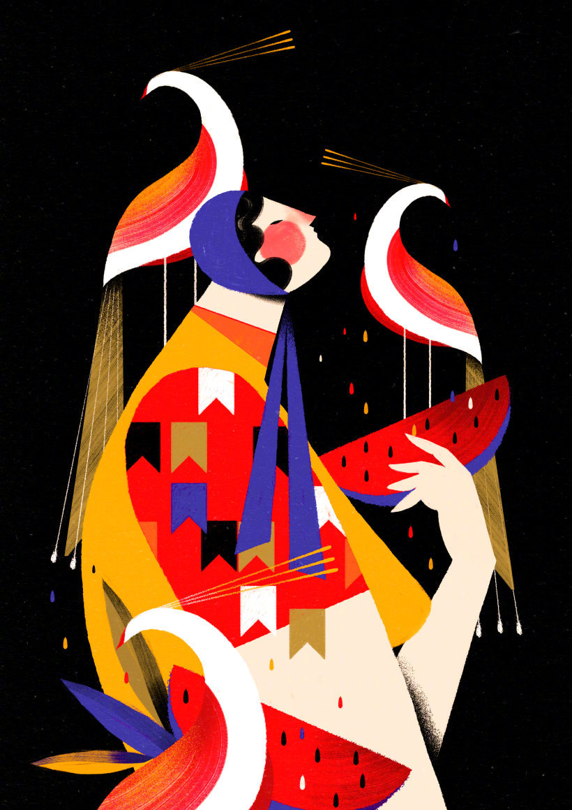 画风独特的装饰风人物绘画,来自巴西插画师 willian santiago .