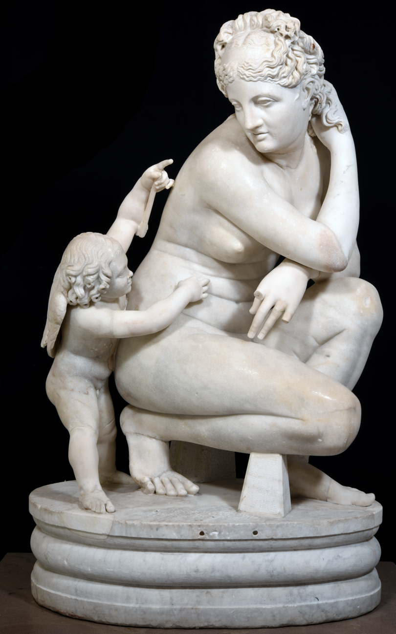 俯身的阿佛洛狄忒与厄洛斯,罗马,大理石,2世纪