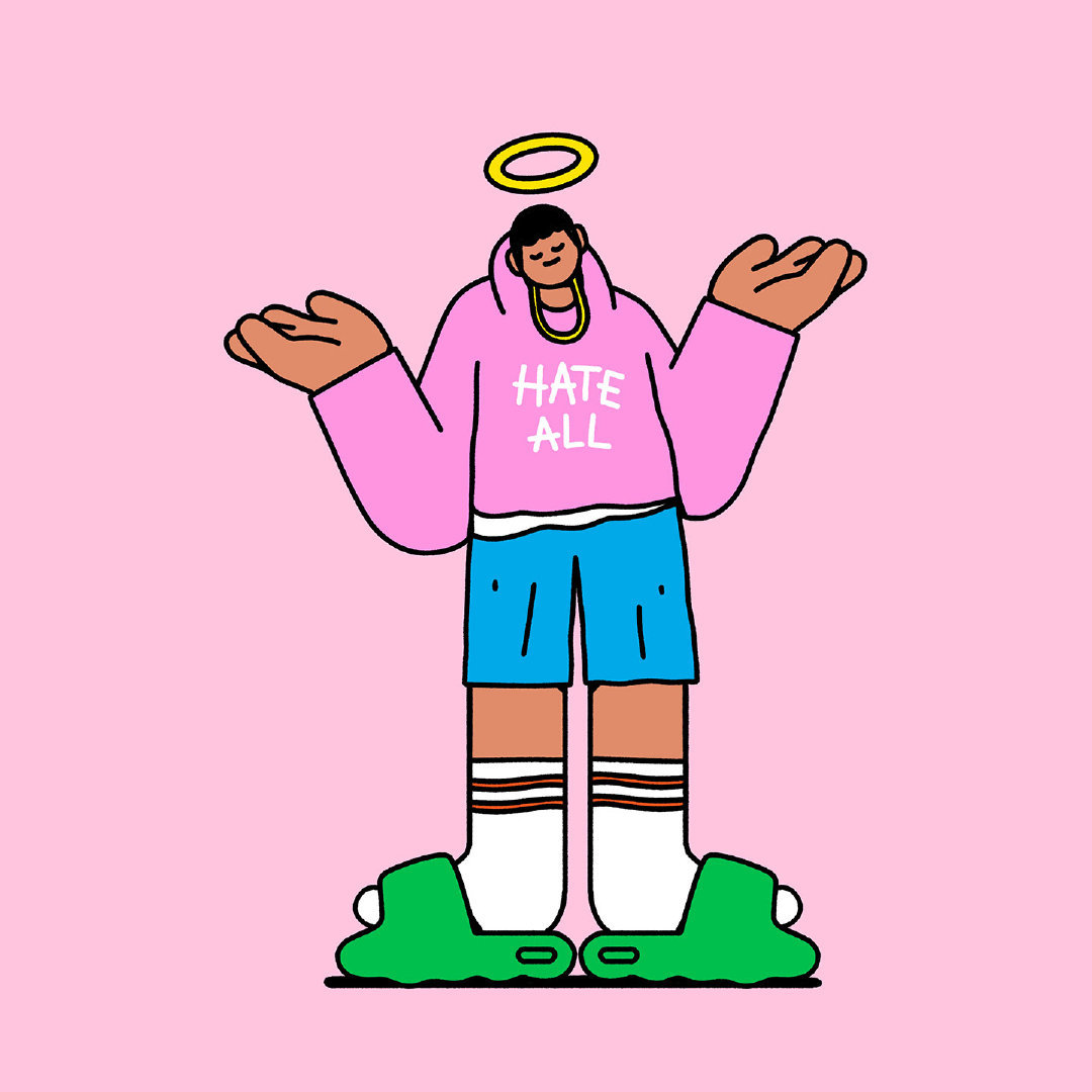 意大利插画师 emans 的高饱和度撞色人物插画,优秀!