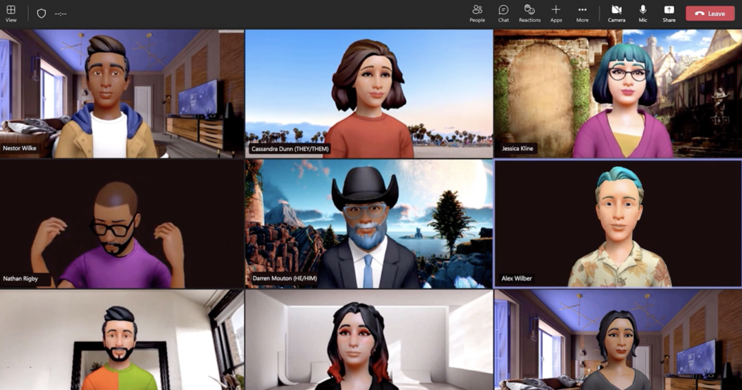 Microsoft Mesh中视频会议效果图|图片来源：Microsoft