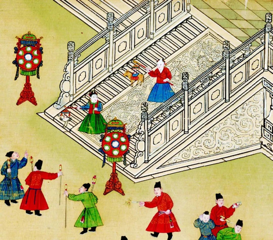 手执灯笼的皇子,公主,(明)佚名:《明宪宗元宵行乐图》局部,中国国家