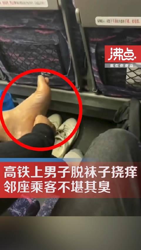 男子高铁上脱鞋被提醒后反脱袜挠脚 邻座乘客：持续1分钟|高铁_新浪新闻