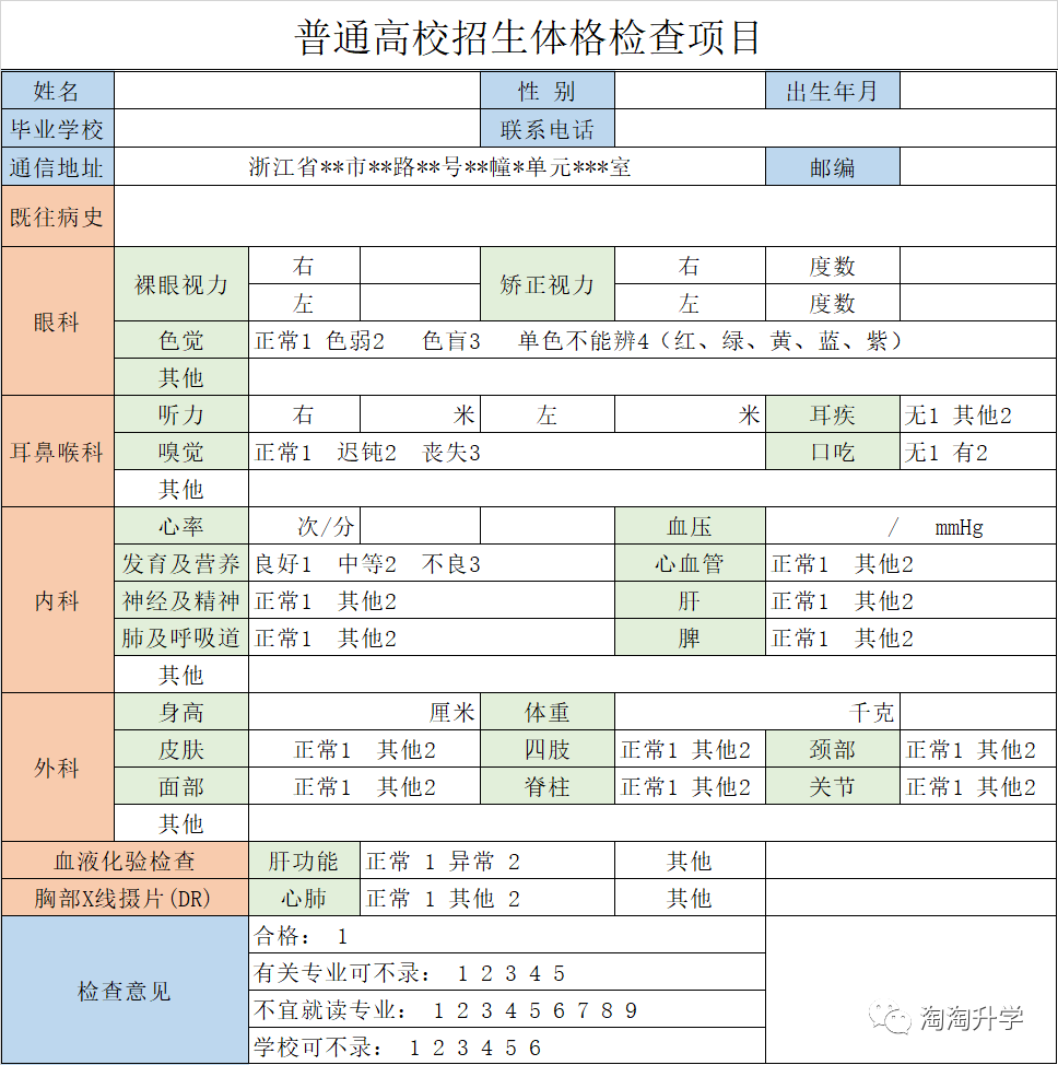 高考体检项目,既往病史填写方式,病史证明材料获取途径