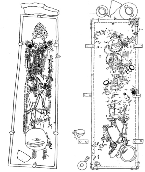 圖 9a/b 蒂拉丘地 2 號和 3 號墓出土平面圖