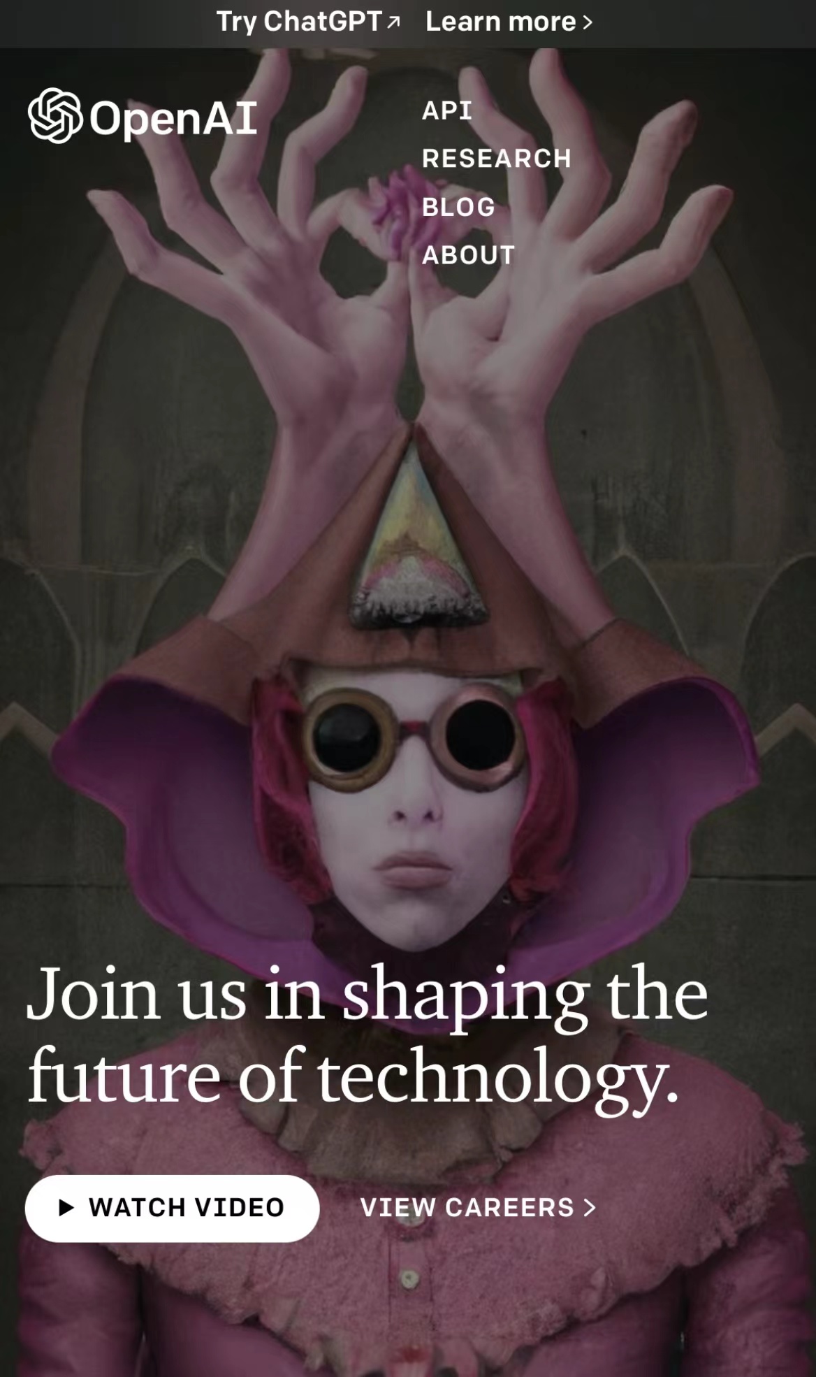 ChatGPT官网截图。