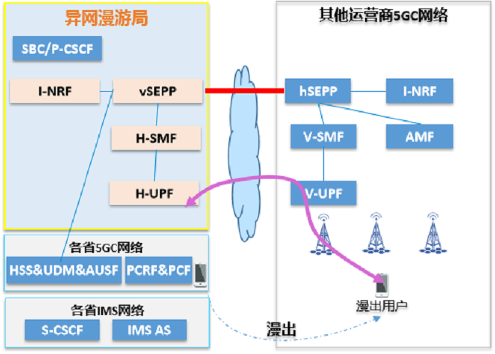 图3 5G核心网异网漫游组网初期整体架构