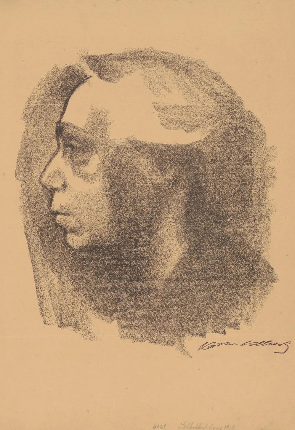 鲁迅收藏的外国版画 珂勒惠支  《自画像》