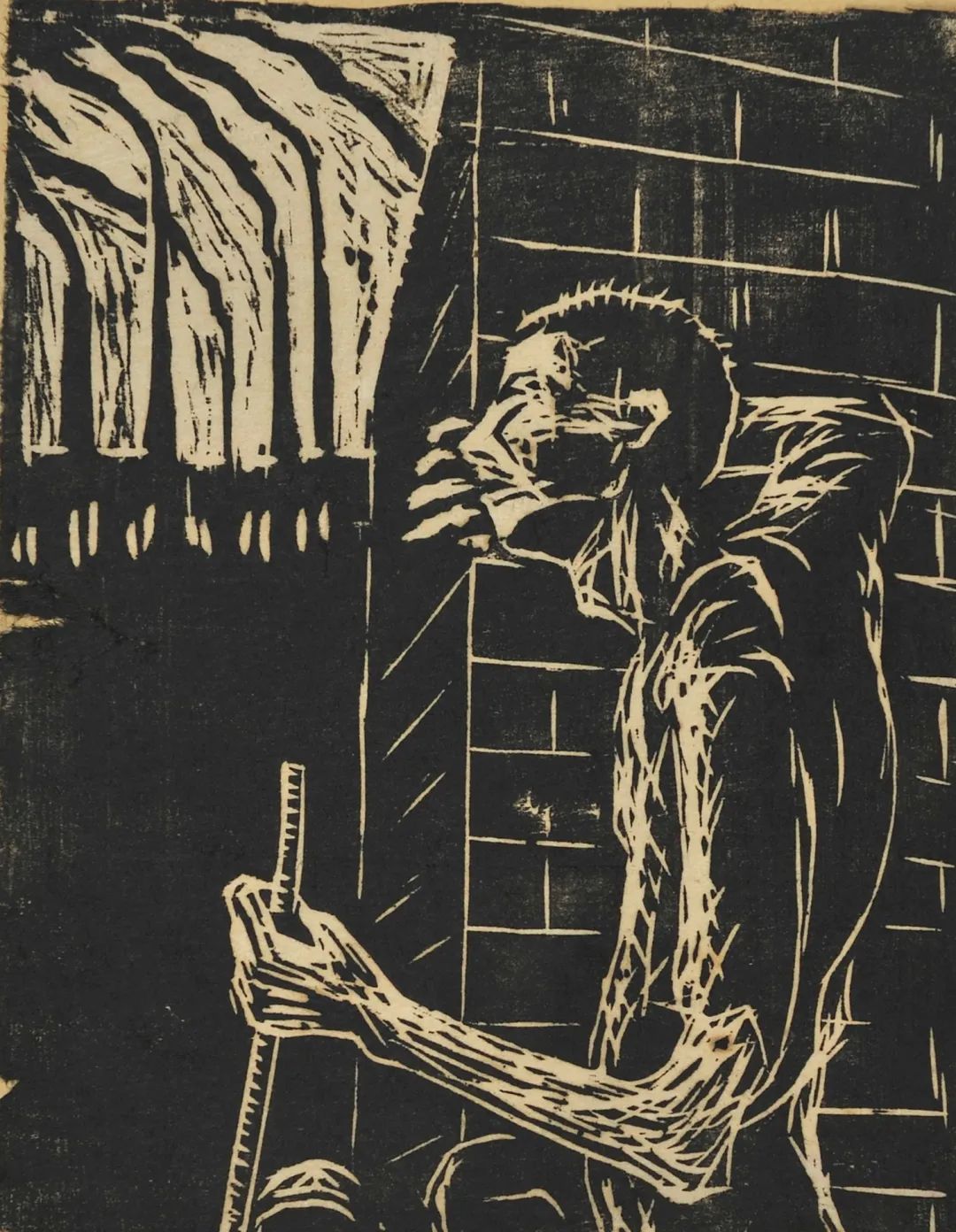 鲁迅收藏的30年代中国版画作品&nbsp;《病者》&nbsp; 何名&nbsp; 1930