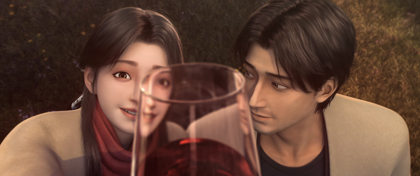 动画片《三体》剧照,罗辑和庄颜