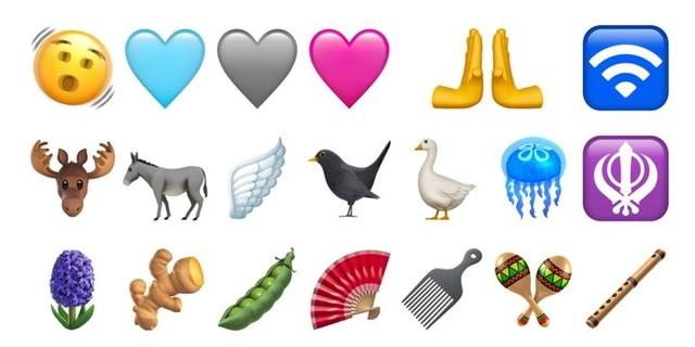 其中新的 emoji 表情包括摇头,粉红色的心,蓝色的心,灰色的心等.