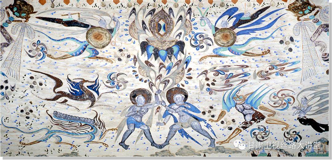 ▼258窟湿婆神壁画▲285窟毗湿奴神壁画"我们都说敦煌是丝绸之路上