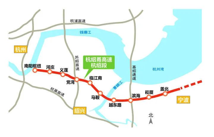 杭绍甬高速杭绍段示意图