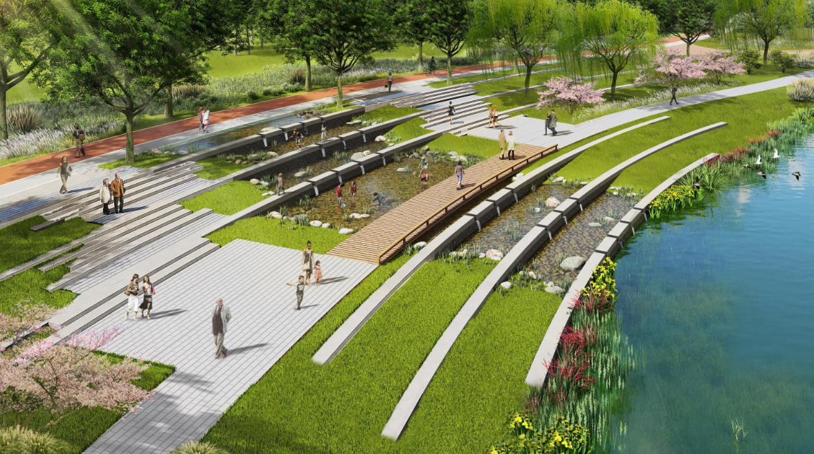 跌水广场效果图