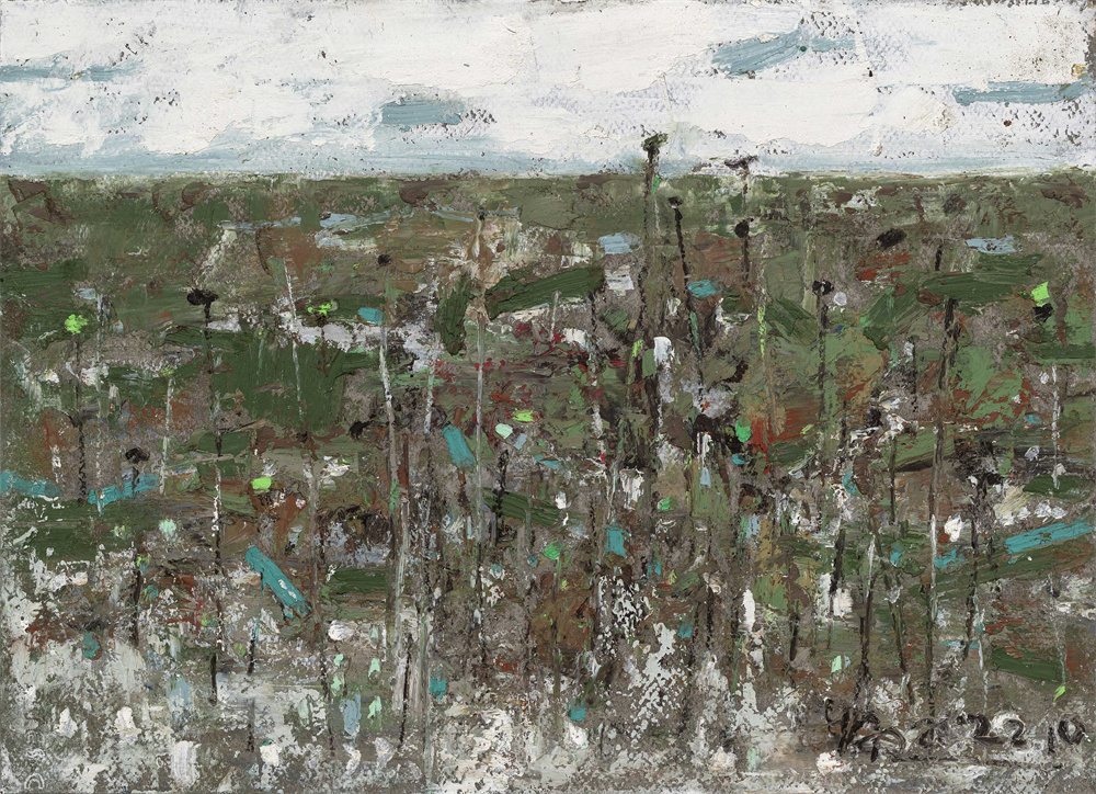 黄阿忠-老街"相对于油画颜料而言,固体油画可以衔接,重叠,调合等,它能