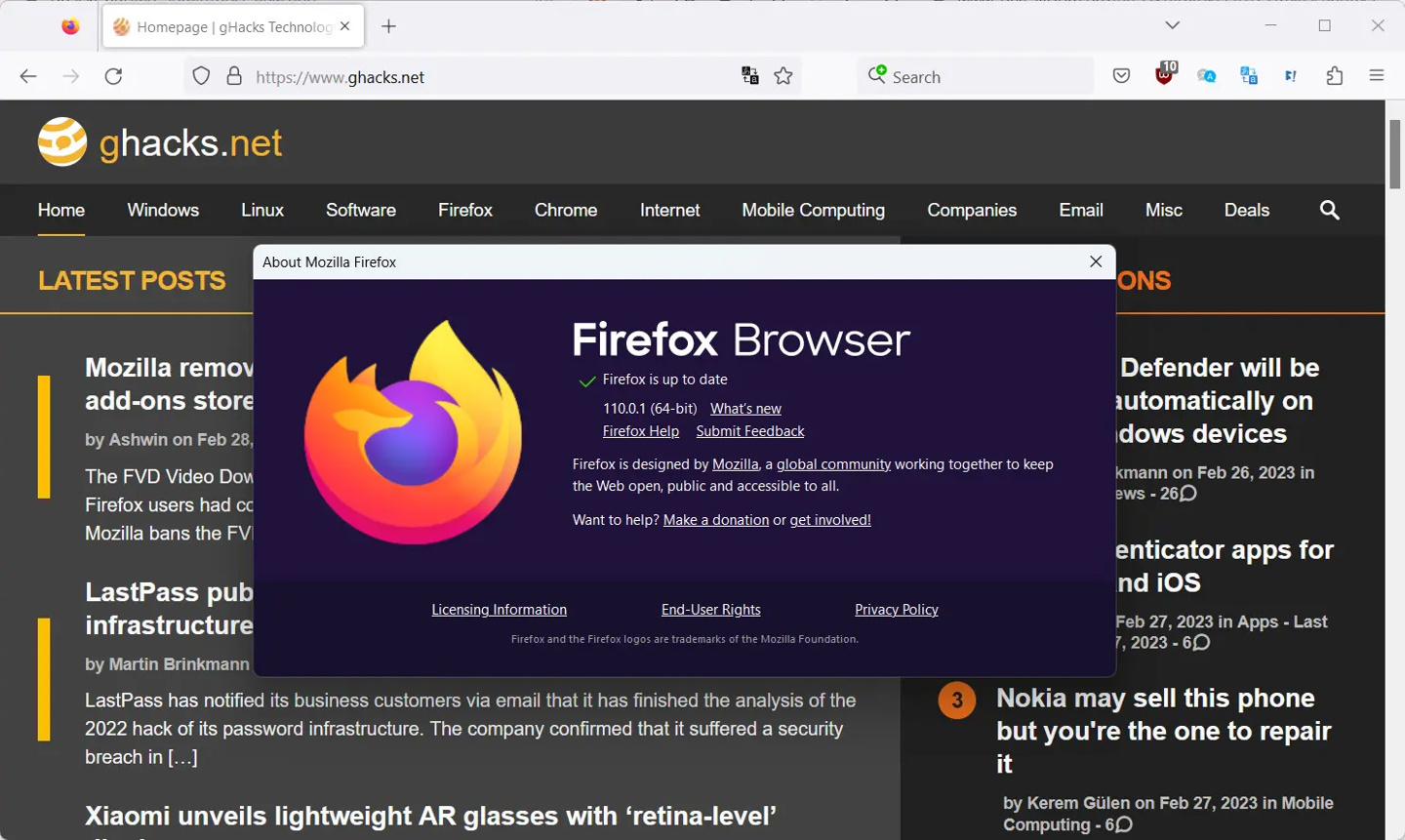 火狐浏览器 Firefox 110 0 1 发布,修复了安全和崩溃问题 财经头条 火狐浏览器 Firefox 110 0 1 发布,修复了安全和崩溃问题 财经头条