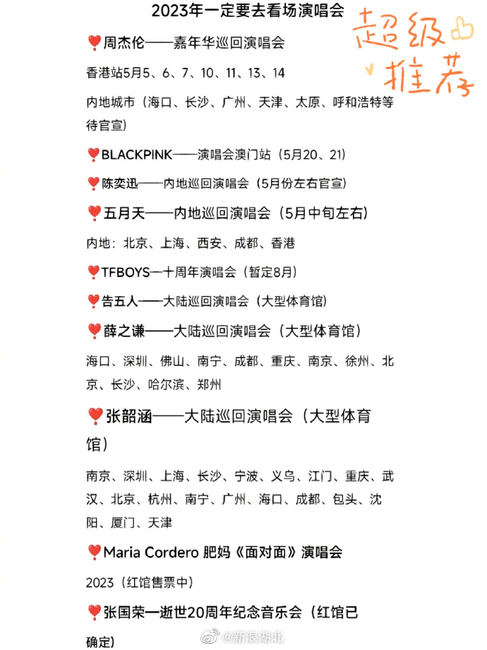 网友整理的2023年各大歌星演唱会合集……|歌星|合集|演唱会_新浪新闻