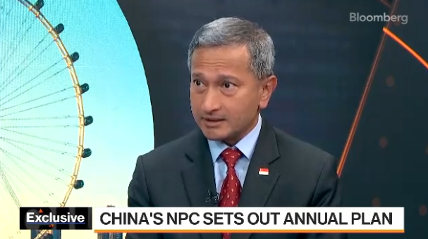 新加坡外长维文接受彭博电视台采访