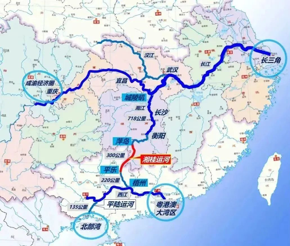 湘桂运河规划线路图图片