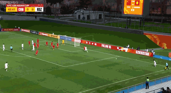 第49分钟，吉尔吉斯斯坦破门，但主裁示意越位在先。