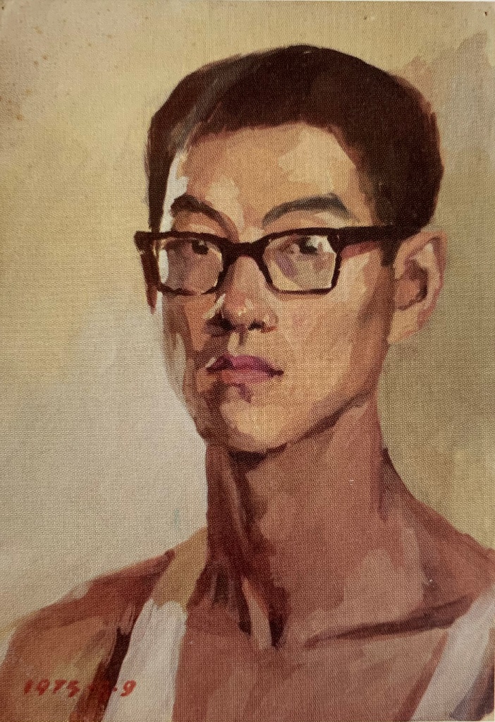 朱国荣1975年所作的自画像水粉画.受访者供图